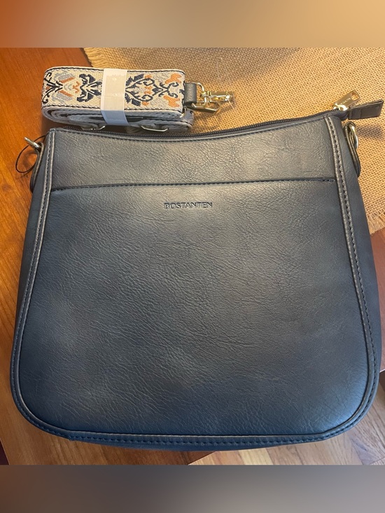Bostanten Handbags - NWT Bostanten Textured Vegan Leather Crossbody Bag Slate Blue Style #BSB10224